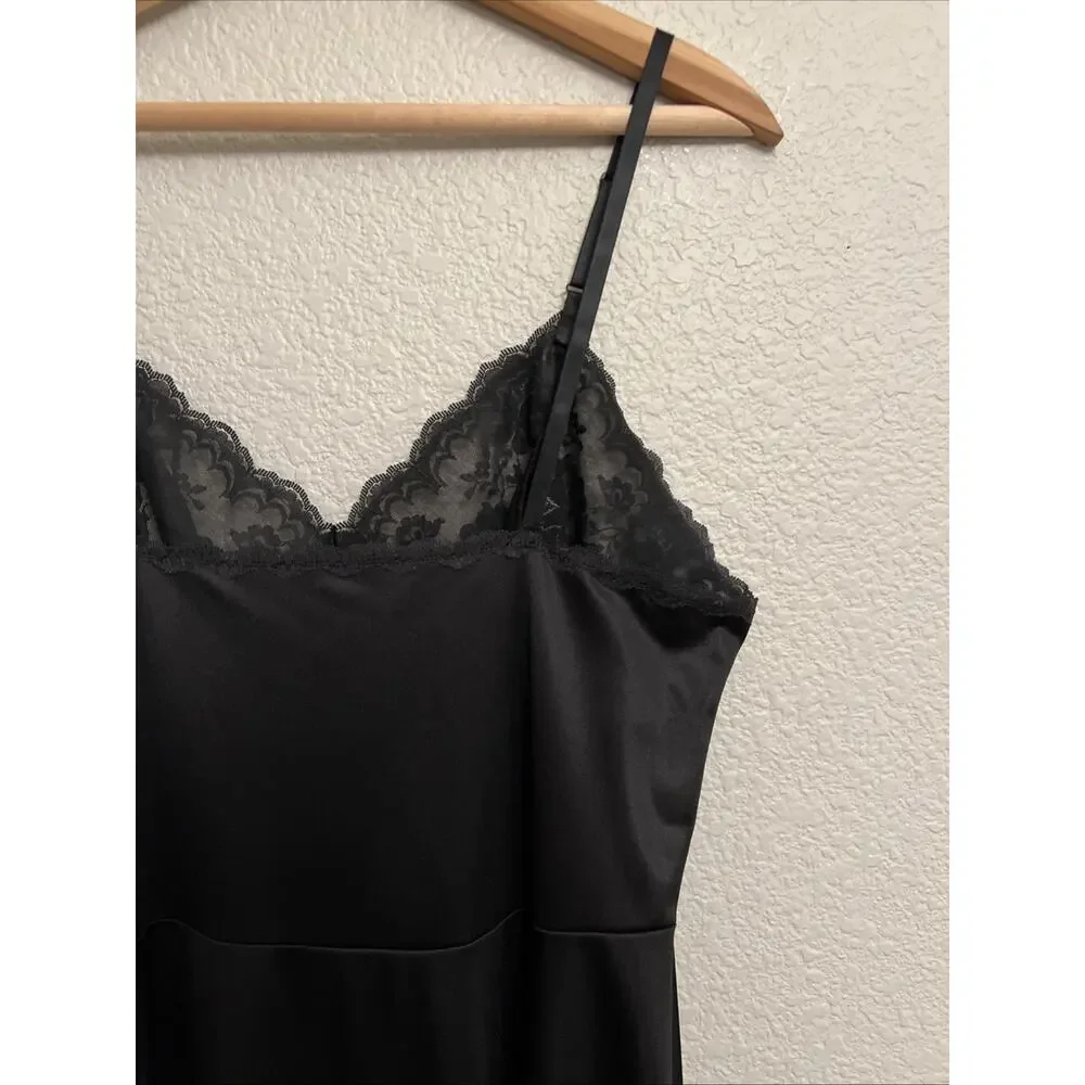 Vintage Lingerie Dress Slip Lace Sabrina Carpenter Black Quiet Luxury USA 36 TT